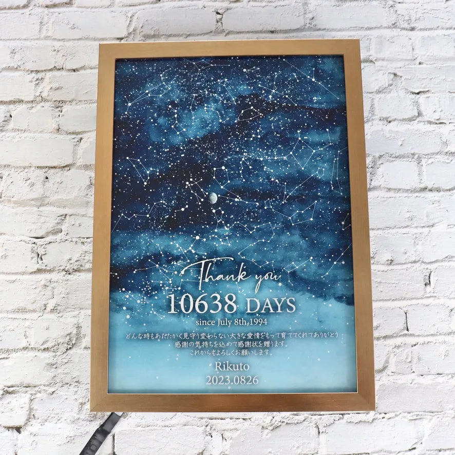 【ライトアップ スターマップ】子育て感謝状 誕生日 ウェディング 出産祝い 記念日