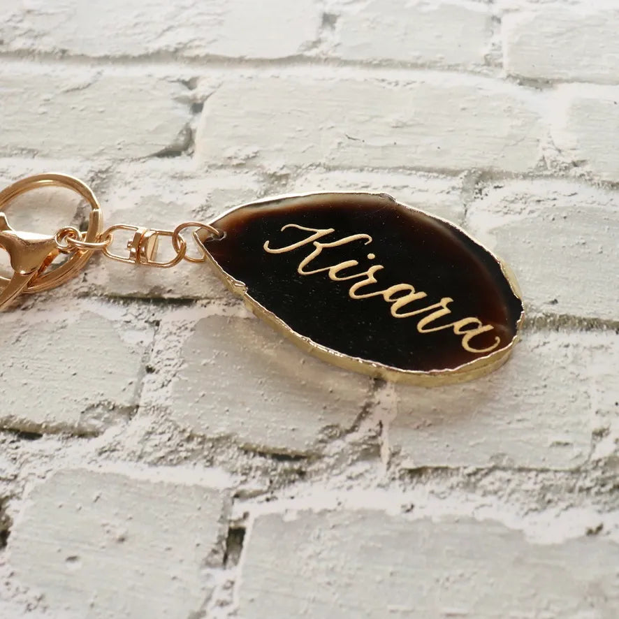 金縁アゲートキーホルダー コーティング付き