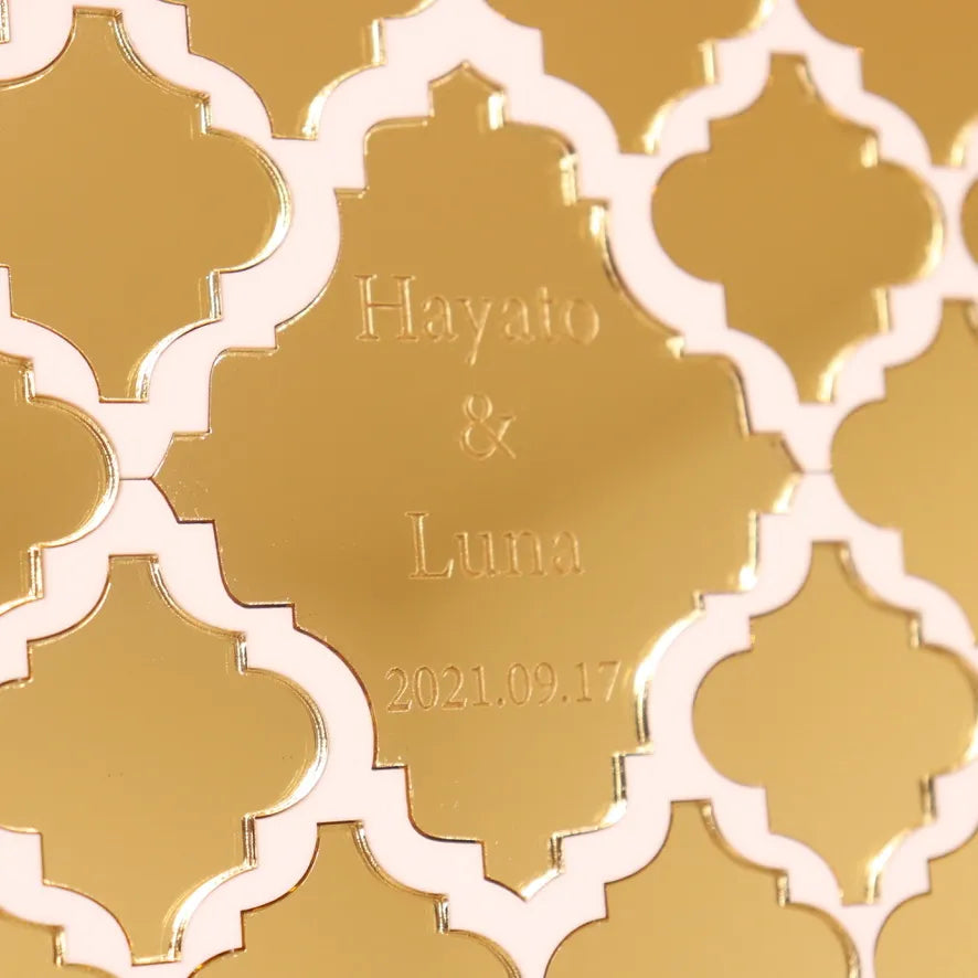 参加型結婚証明書コラベルタイル型　席札　ミラーゴールド