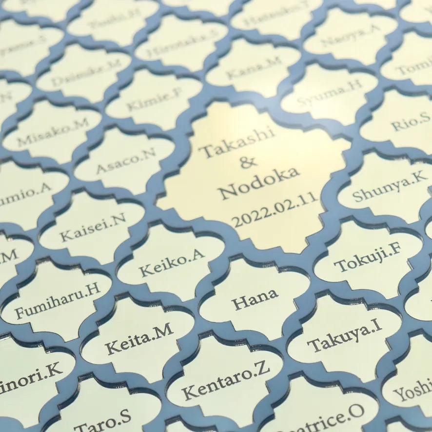 参加型結婚証明書コラベルタイル型　席札　ミラーゴールド