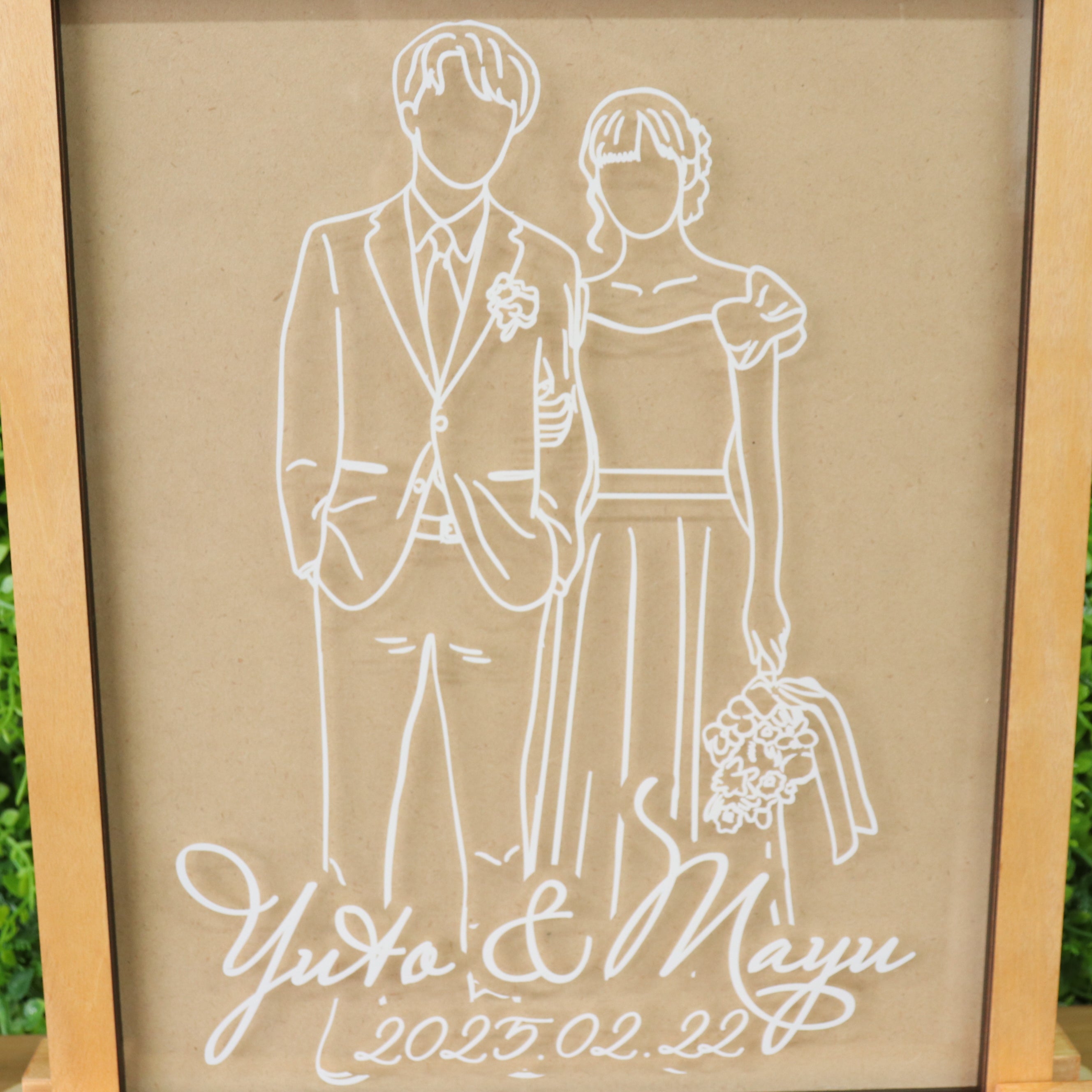 ラインアート似顔絵 サンドセレモニー】結婚証明書