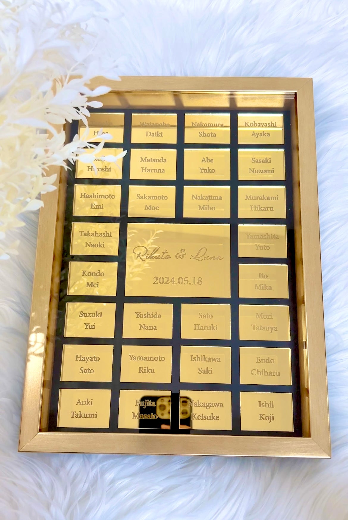 Creema特集掲載】ゲスト参加型ミラーゴールド結婚証明書 ライトアップ