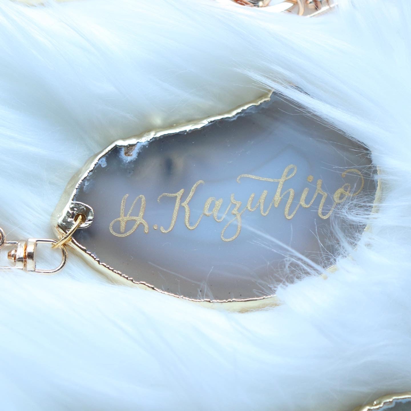 金縁アゲートキーホルダー コーティング付き