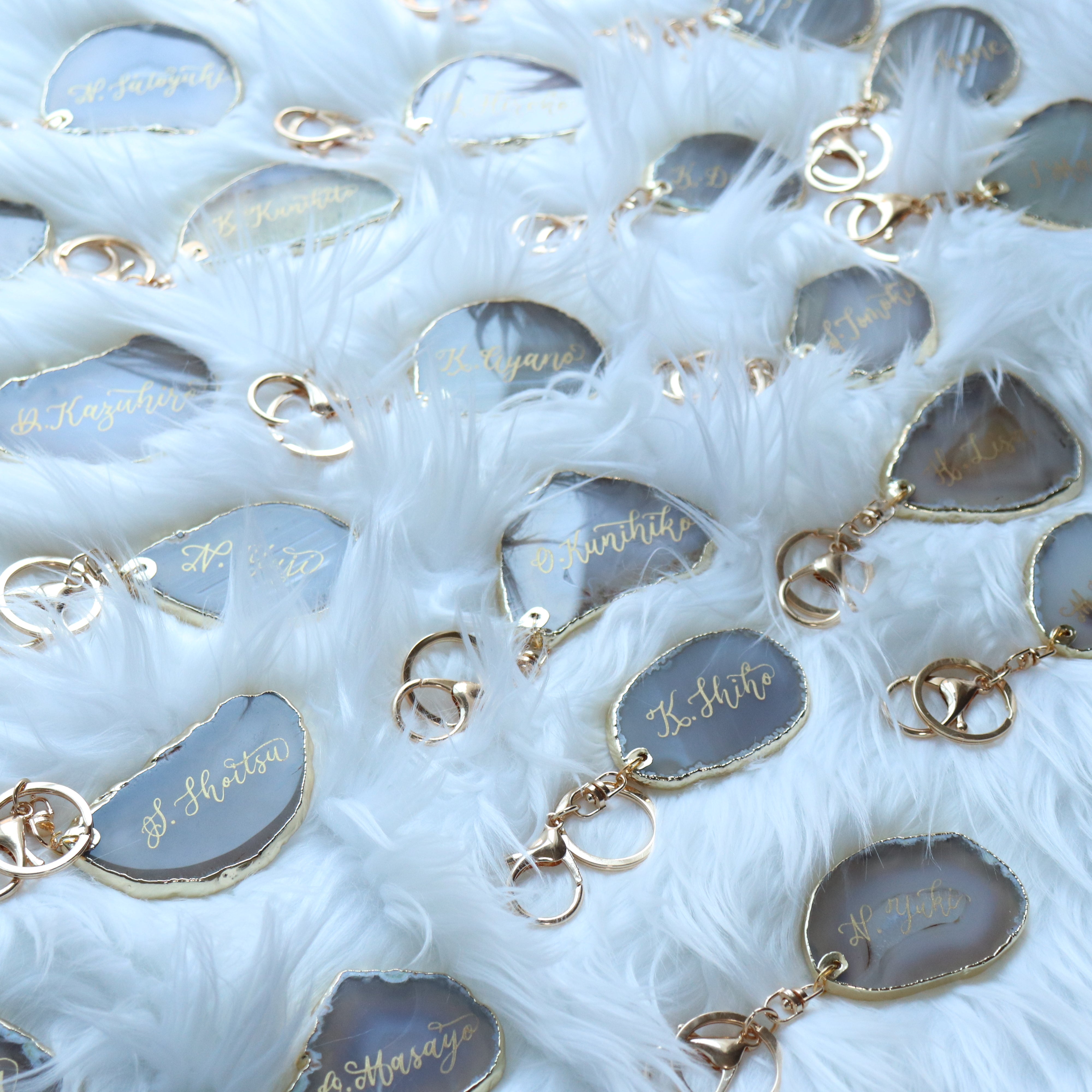 金縁アゲートキーホルダー コーティング付き