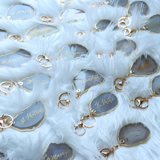 金縁アゲートキーホルダー コーティング付き