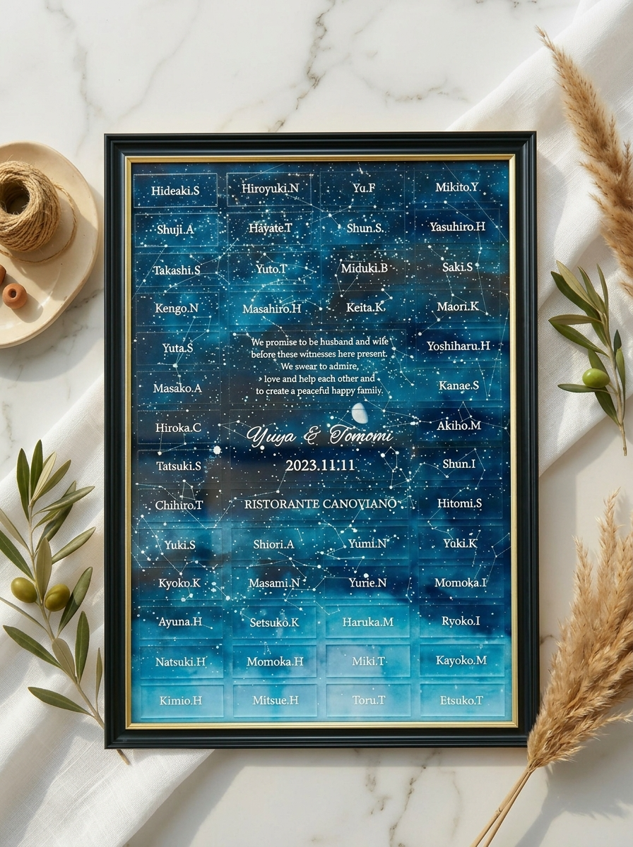 [Participatory wedding certificate that can also be used as place cards] Star Map Recreates the night sky of your memories