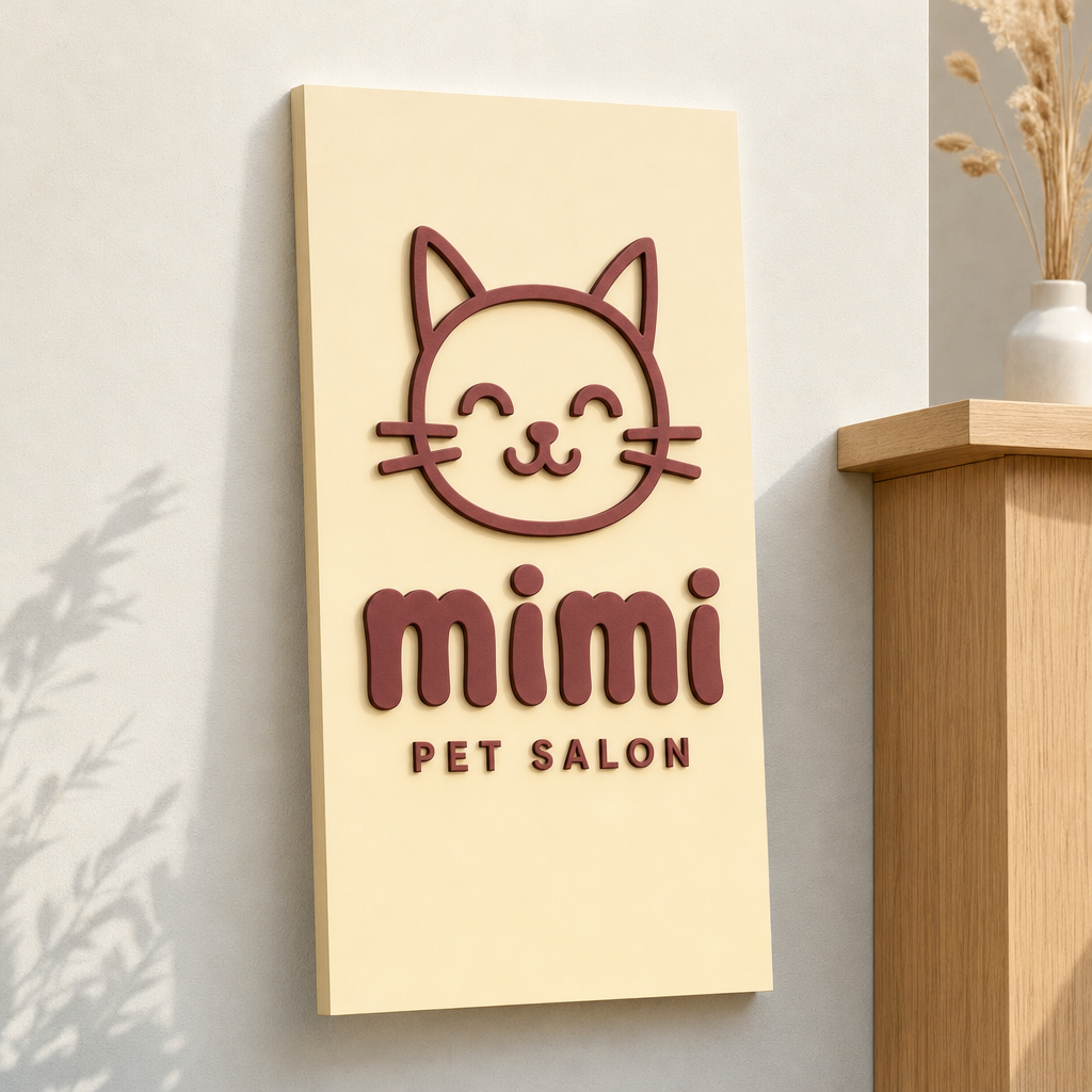 【AI制作イメージ】縦長｜mimi・クリーム×バーガンディ立体文字