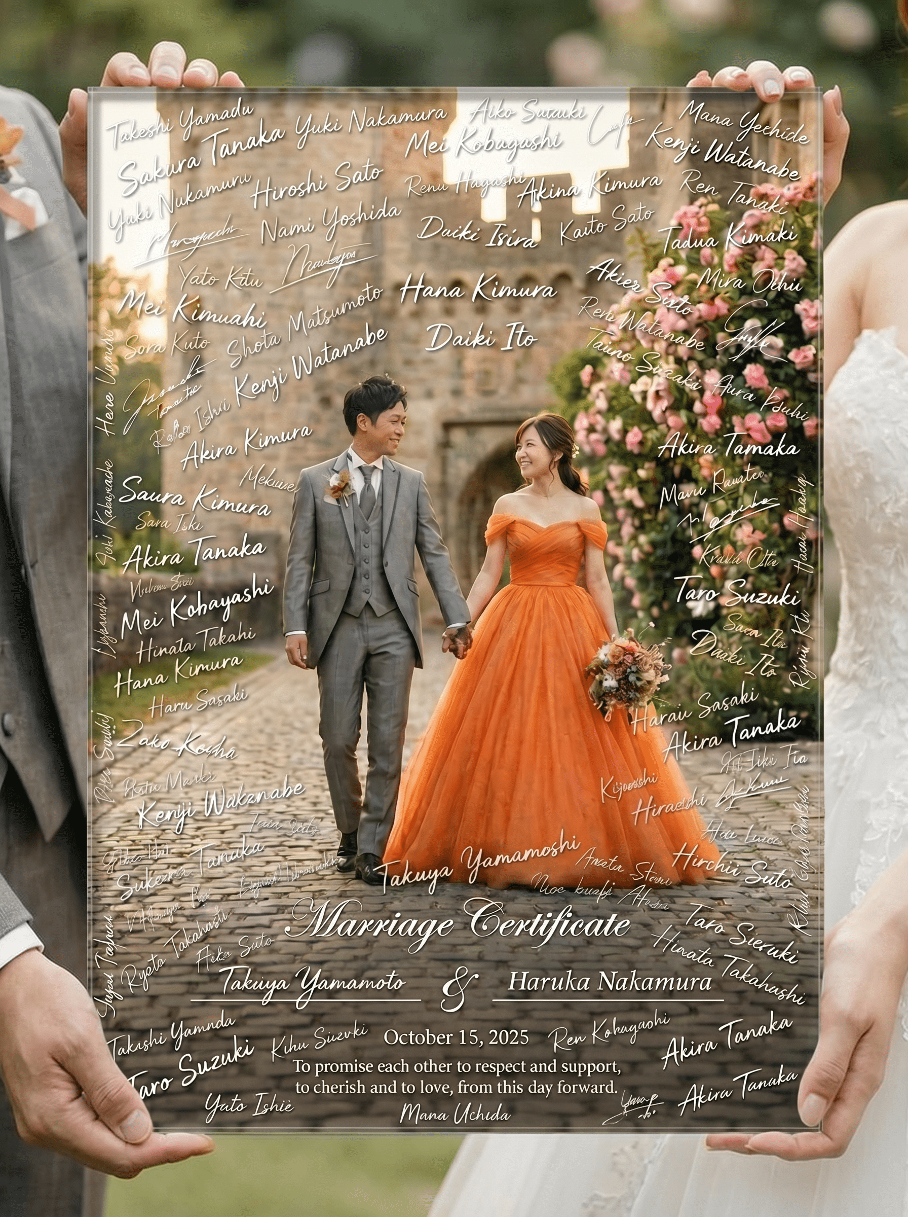 透明感溢れるアクリル結婚証明書