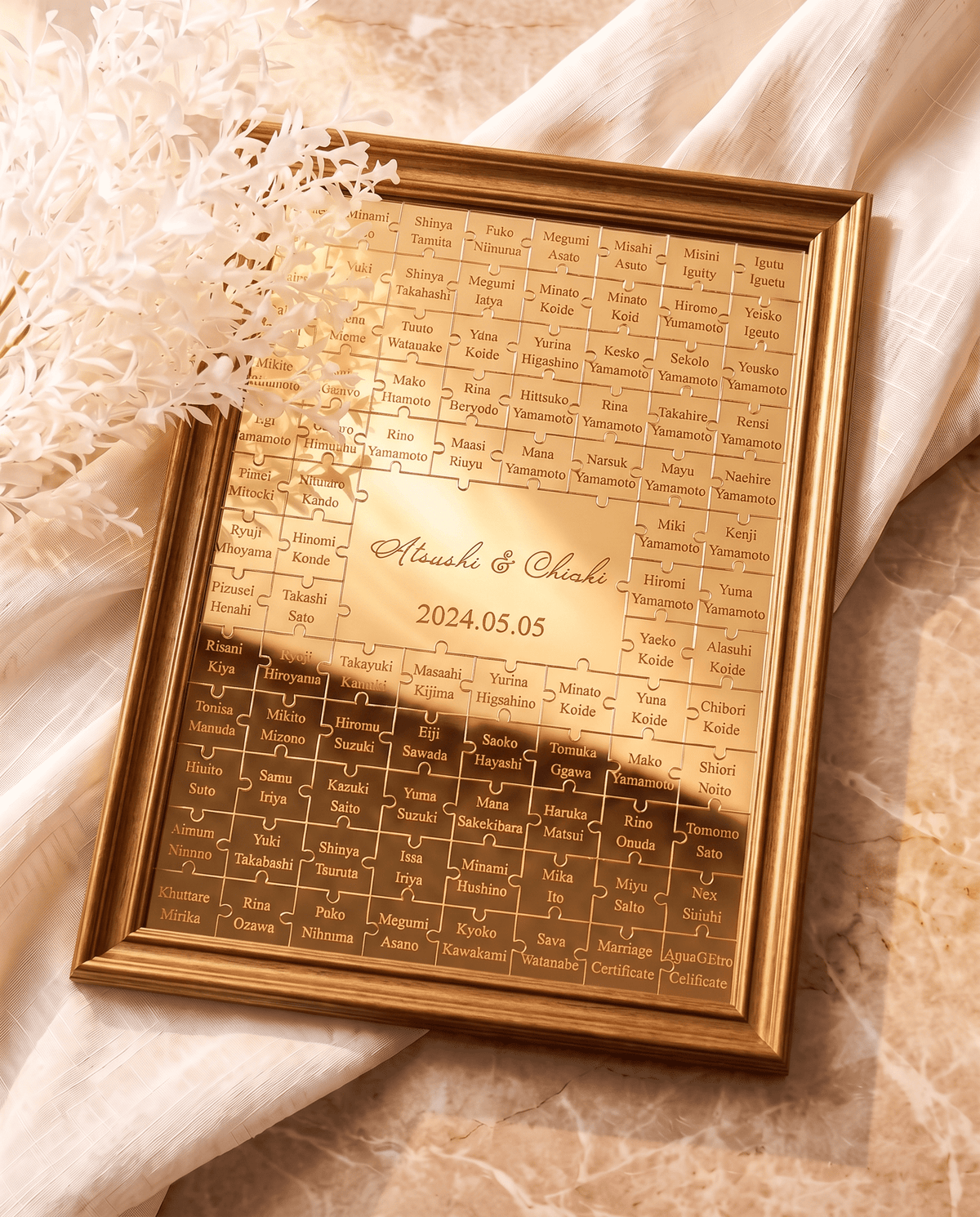 【ゲスト名入れ無料】ミラーゴールド パズル結婚証明書｜参加型 人前式 結婚式 ウェディング
